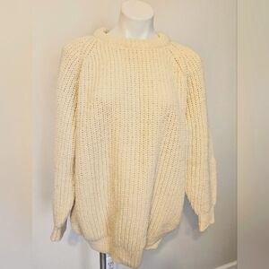KILKENNY IRELANF Cream Chunky Knit Cowl Neck Sweater Large